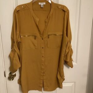 EUC Calvin Klein Women's Gold Button-Down Shirt